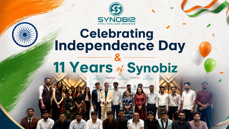 The Synobiz team celebrating India's Independence Day and 11 years together