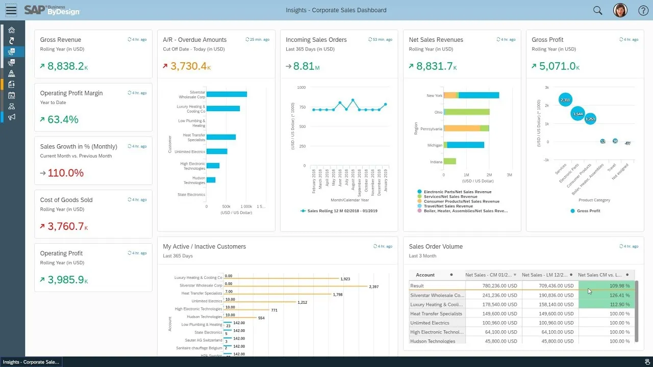 SAP Business ByDesign Cloud ERP Dashboard